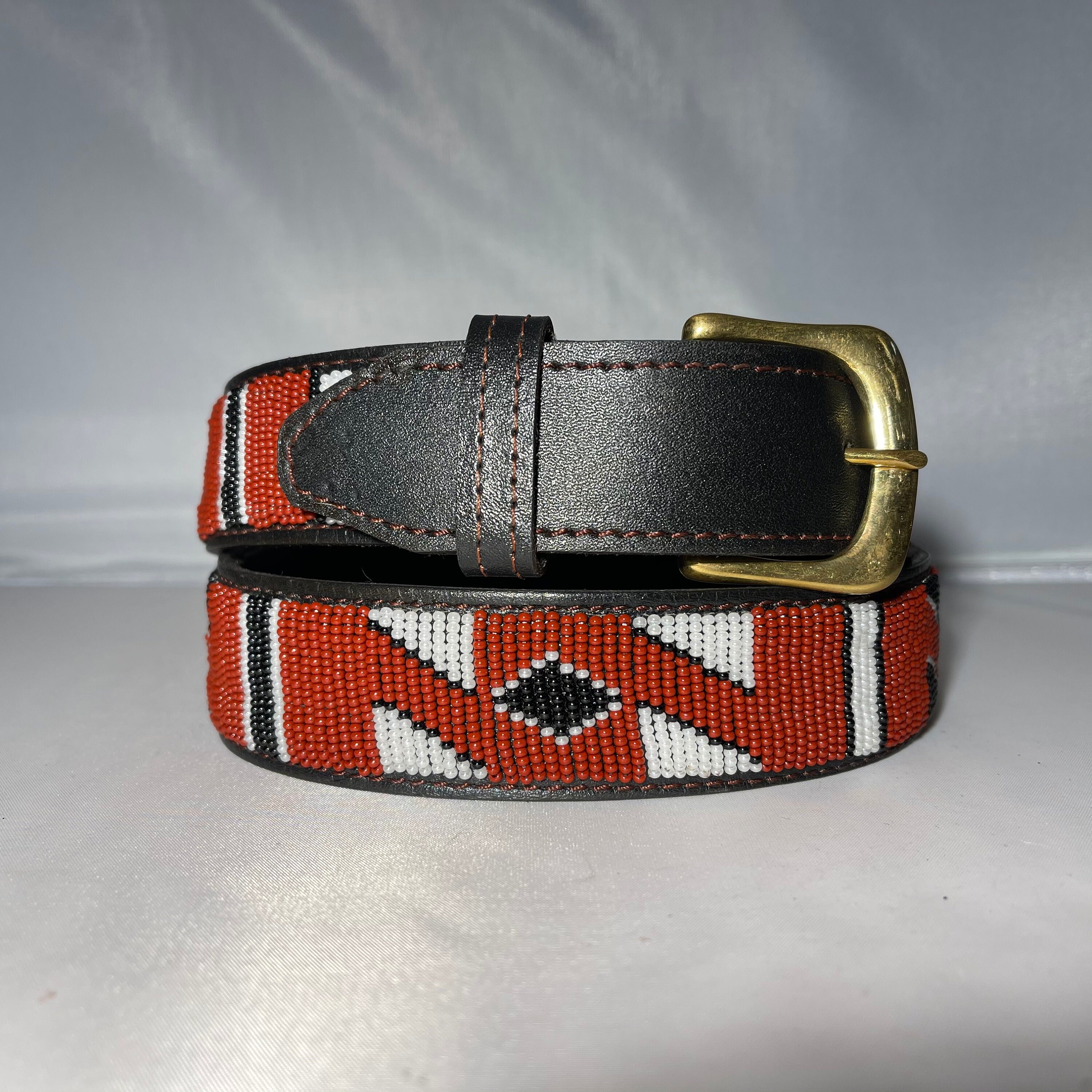 32in Small Kenya Maasai Beaded Hand Made Kilim Leather Belt Etsy