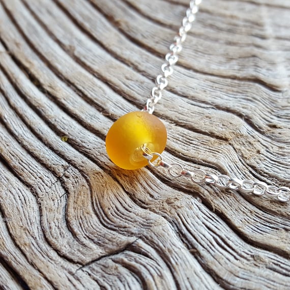 from Imogen/'s Beach Silver Sterling Silver and Hot Orange Sea Glass Cluster Necklace