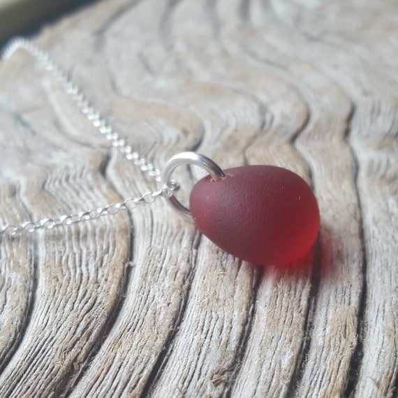 from Imogen/'s Beach Silver Sterling Silver and Hot Orange Sea Glass Cluster Necklace