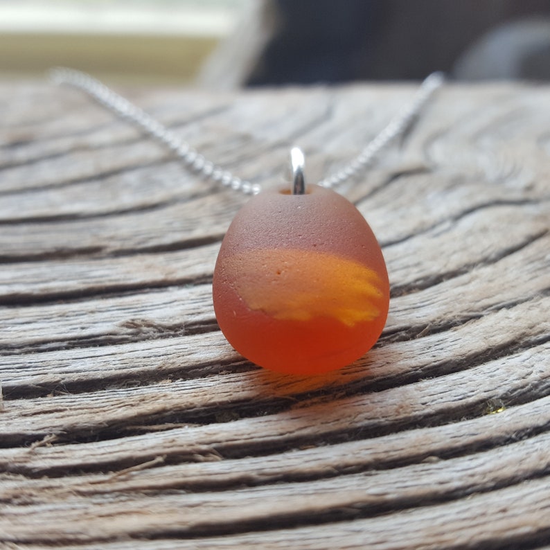from Imogen/'s Beach Sterling Silver and Seaham Banded Honey Amber Sea Glass Pendant Necklace
