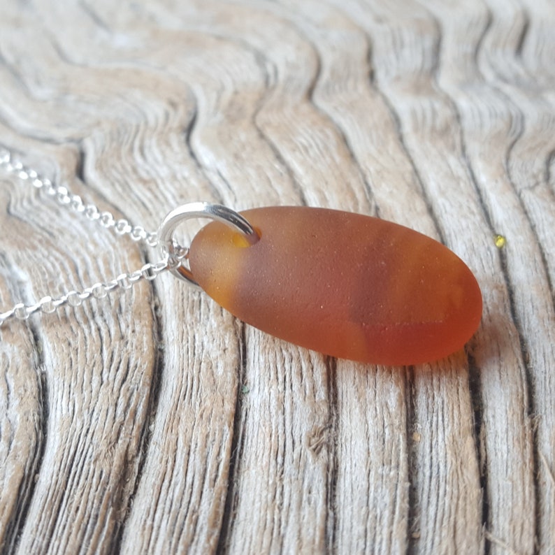 from Imogen/'s Beach Sterling Silver and Seaham Banded Honey Amber Sea Glass Pendant Necklace