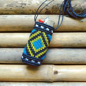collier briquet en macramé, étui à briquet fait main, support à briquet, étui à briquet tribal, étui à briquet bohème, collier pour homme, cadeau fumeur, africain
