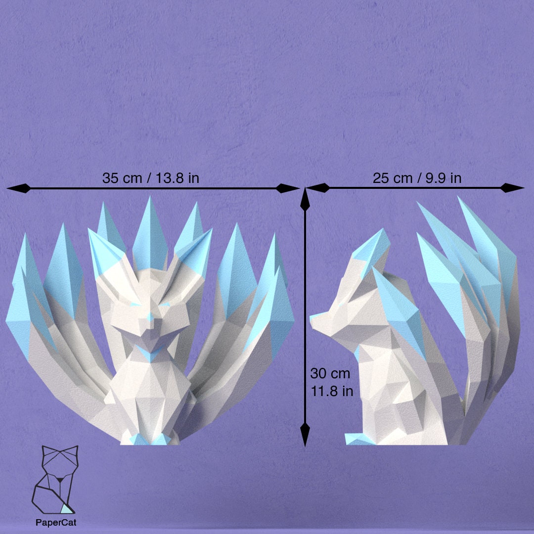 Kitsune Papercraft Paper fox Low poly Yokai Etsy