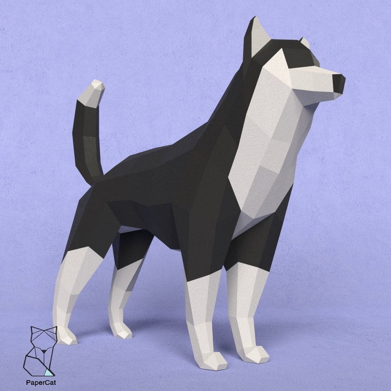 Husky Papercraft Paper dog Low poly puppy Papercraft PDF | Etsy