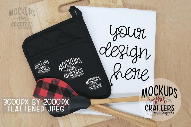 Download Tea Towel & Pot holder combo MOCK-UP | Etsy