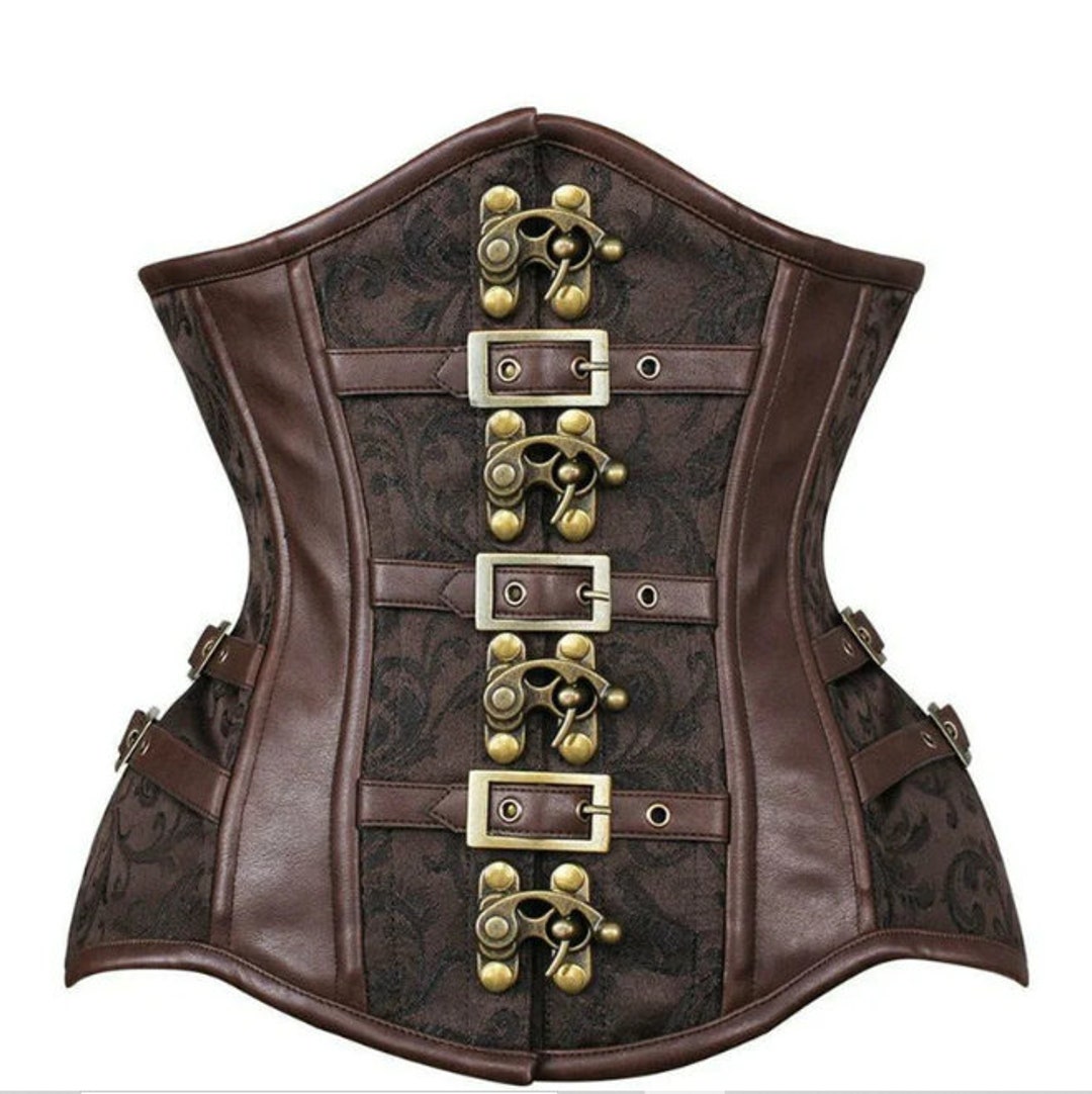 Brocade Steel Boned Underbust Corset W/buckles 