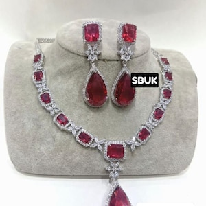 Red stone sparkling set /Indian jewellery/ Pakistani jewellery