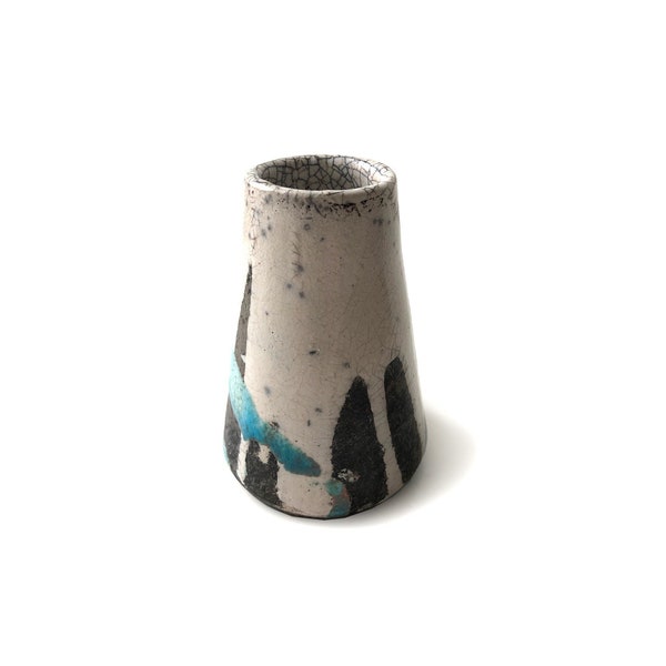 Small Vintage Raku Ceramic Midcentury Small Vase