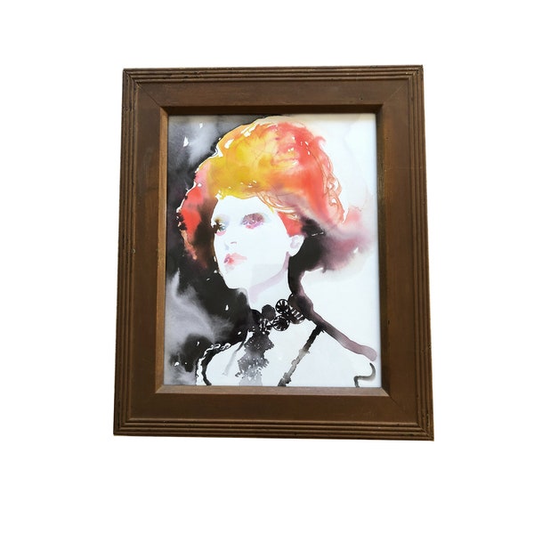 Vintage Frame and Watercolour Ink Portrait