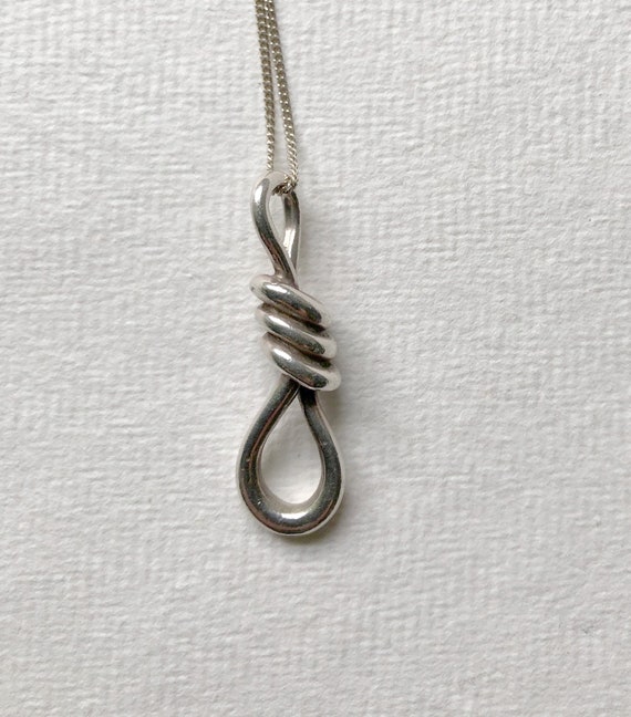 Mid Century Silver Knot Pendant - image 1