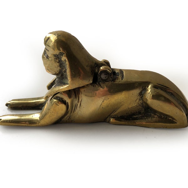 Antique Egyptian Revival Brass Sphinx Sculpture inkwell