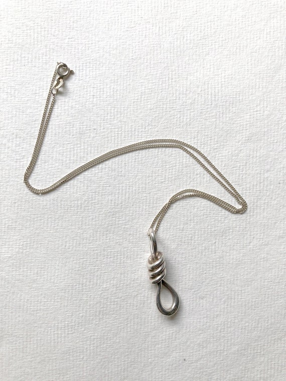 Mid Century Silver Knot Pendant - image 2