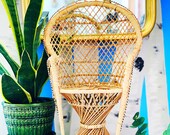 Vintage Boho Wicker Peacock Plant Chair