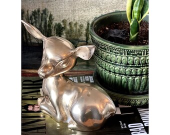 Vintage Leonard Silver Co. Solid Brass Baby Deer Fawn Figurine