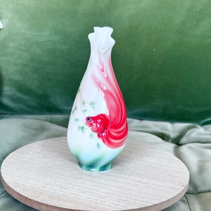 RARE Franz Bud Vase with 3D Koi Goldfish Porcelain  by FRANZ COLLECTION