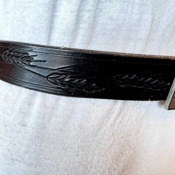 42" Vintage Custom Black Leather Cowboy Belt With… - image 5