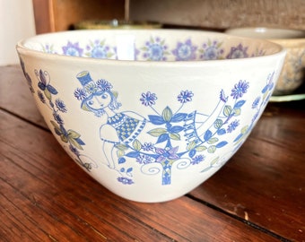 Vintage Figgjo Flint Large Bowl, Lotte Pattern, Mixing Salad Bowl, 1960&#39;s Norway, Mid Century Scandinavian