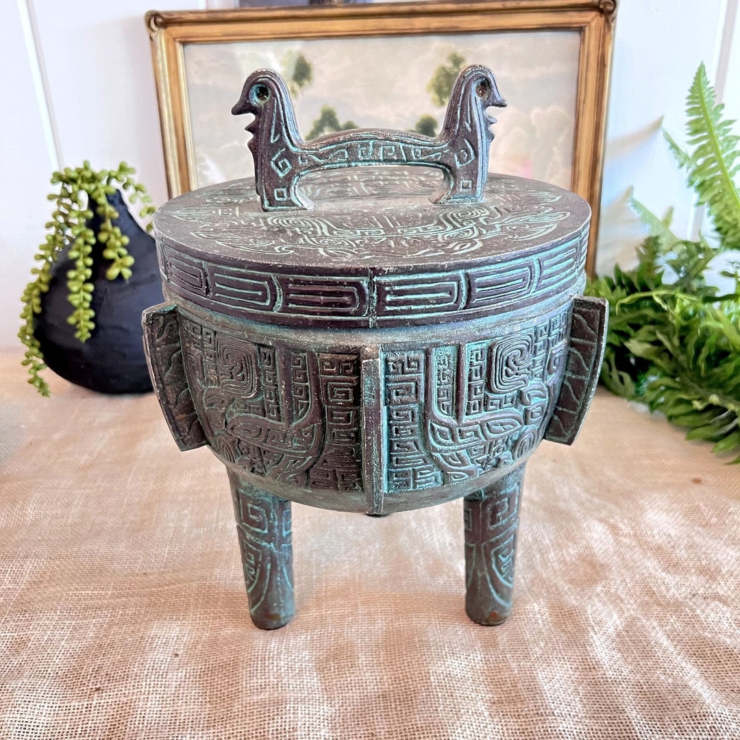Vintage 1960s James Mont MCM Verdigris Mayan Aztec Asian Faux