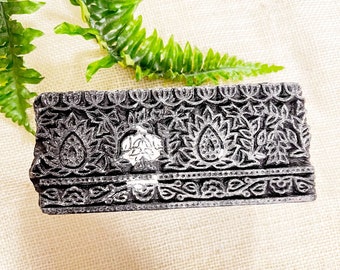 Vintage Indian Hand Carved Wood Block Stamp For Textile, Fabric, Paper Craft DIY Or Decor