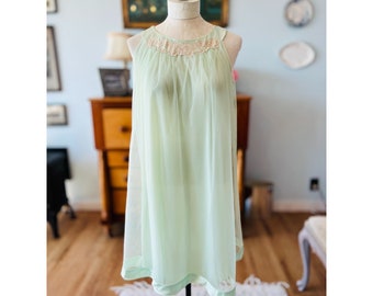 Small Vintage Small Seafoam Green Babydoll Nightie Nightgown Sears 32-34