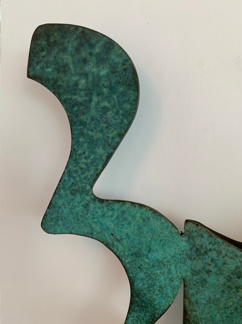 Modern Copper Vase With Green Aged Patina