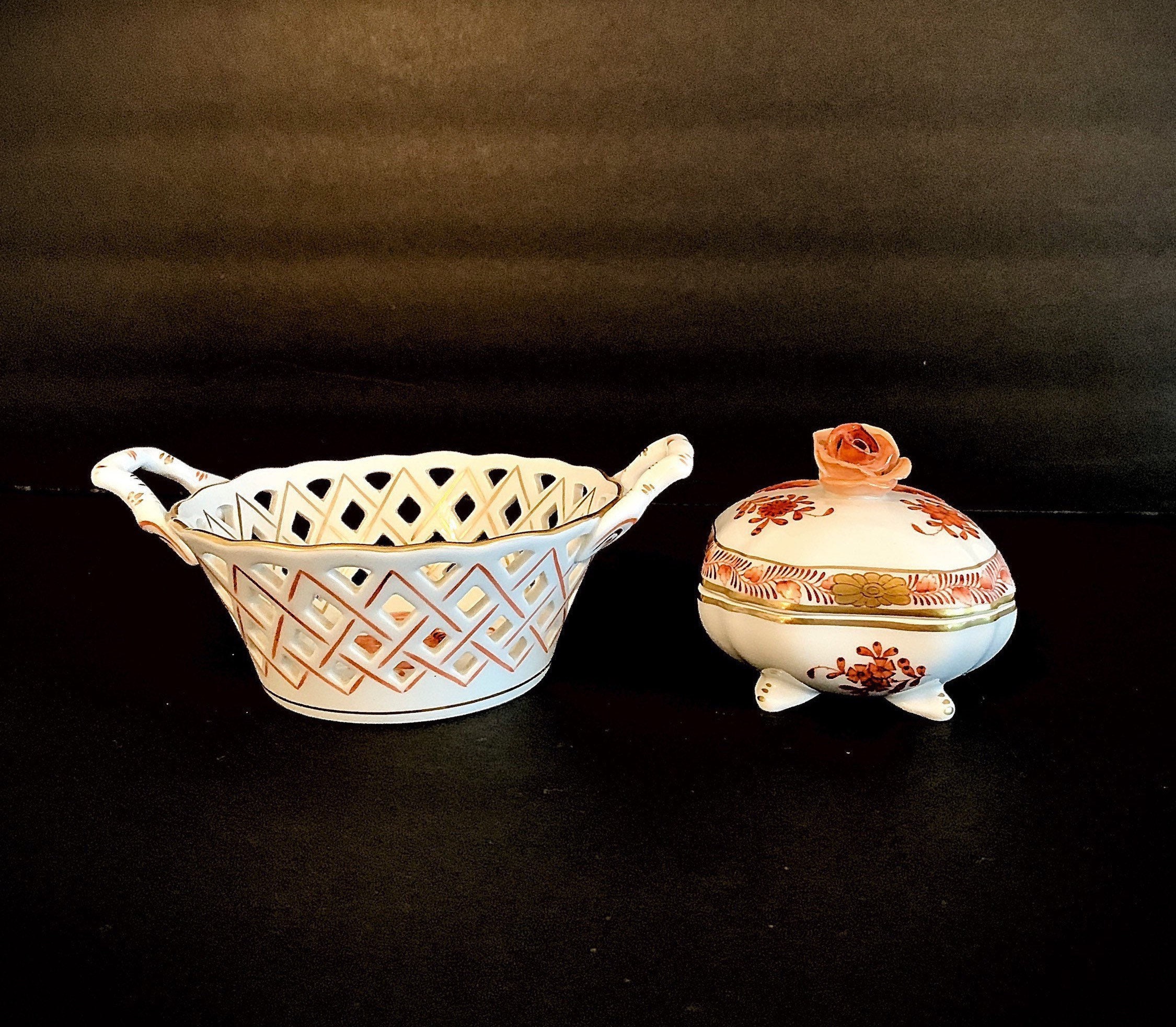 Herend Porcelain China Basket and Lidded Trinket Box - Etsy