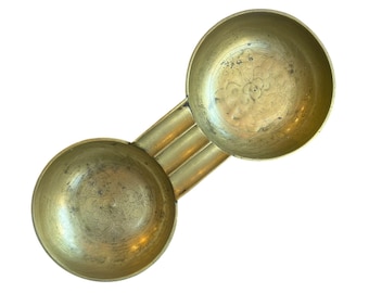 Decorative Vintage Double-Sided Etched Brass Ashtray With Floral Design