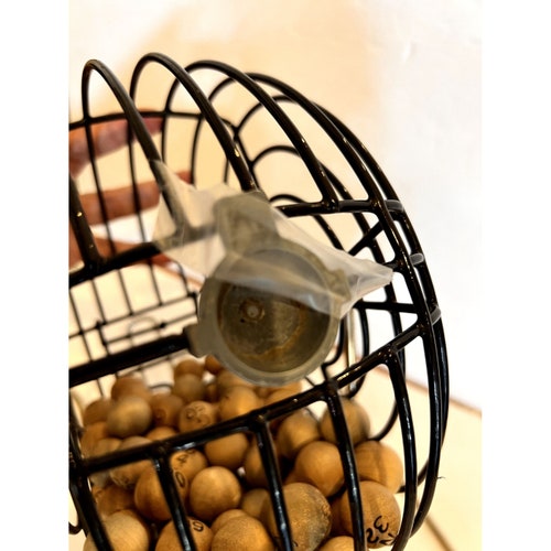 Vintage Pre 1945 Bingo Calling Cage And Numbers With Bakelite shops Handle And Wood Balls