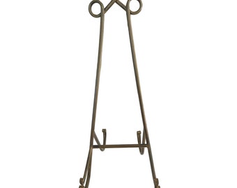Vintage Sturdy Large Table Top Brass Display Easel For Art Or Book