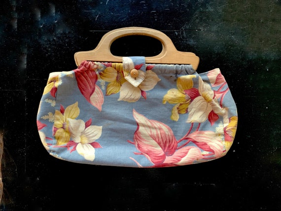 Vintage Barkcloth Hawaiian Floral Print Barkcloth