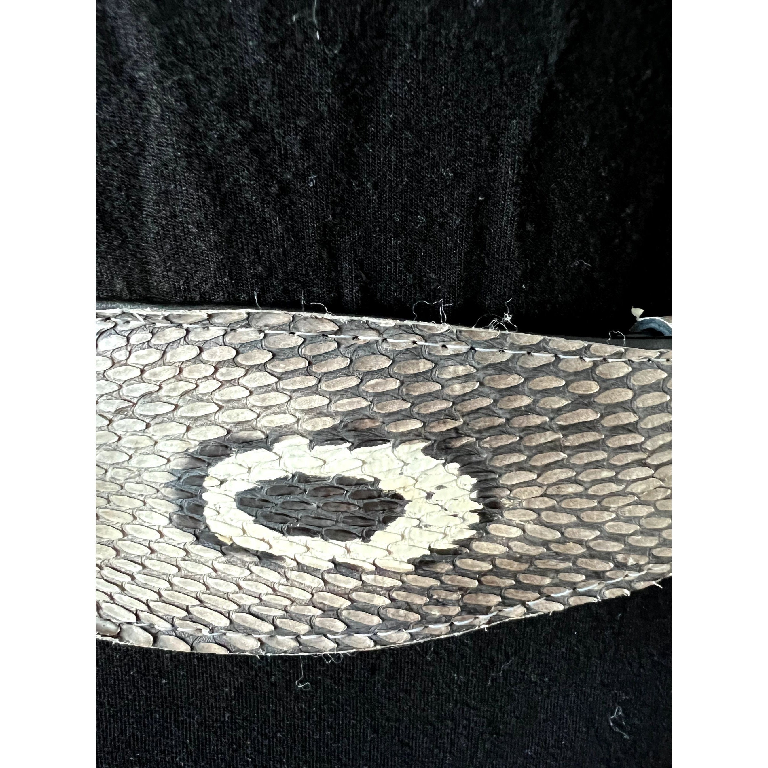 Vintage White Black Cobra Belt - Real Cobra? / Eclectic Cos Play Cobra Snake Leather Belt - Cellar Leather main image 4