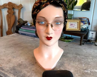 Antique 1920's 12K Gold Filled Eyeglasses With Case / Retro Style