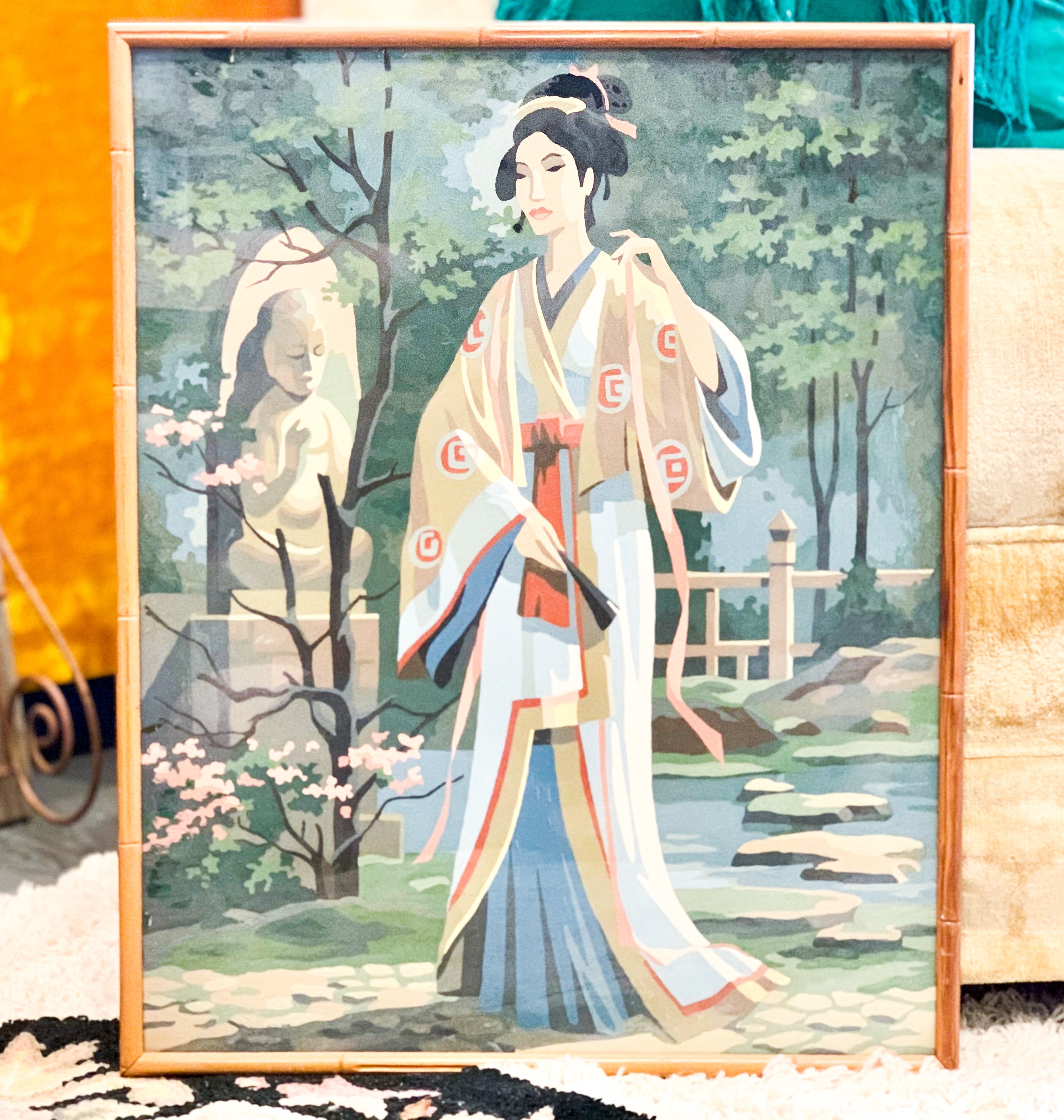MIDCENTURY ART Framed Geisha PaintByNumbers Etsy