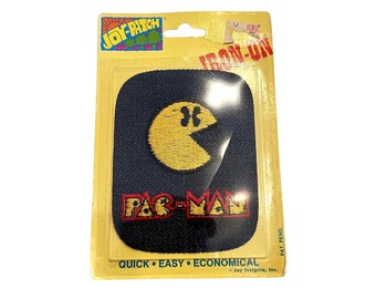 RARE Very Early NEW Package Retro Iron On 1980s Denim Pac Man Patch By Joy Patch