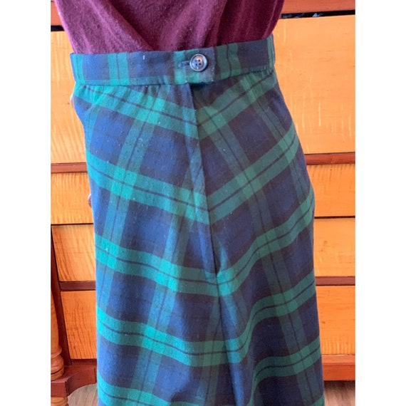 Vintage Navy And Green Long Plaid Skirt - image 4