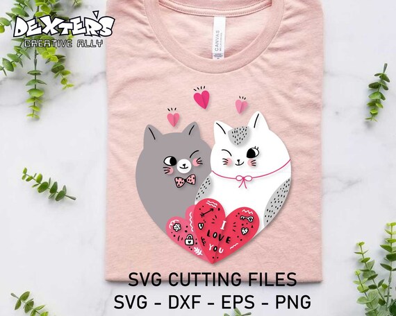 Download I Love You Svg Couple Cat Shape Heart Svg Valentine Svg Cat Etsy 3D SVG Files Ideas | SVG, Paper Crafts, SVG File