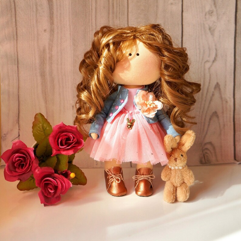 Textile handmade doll Princess peach collectible Tilda doll Etsy