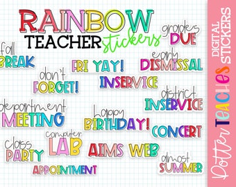 Digital Stickers | OUTLINED Rainbow Stickers, Goodnotes, Google Planner, Teacher Planner, Student Planner,  Lesson Planner, Snarky Stickers