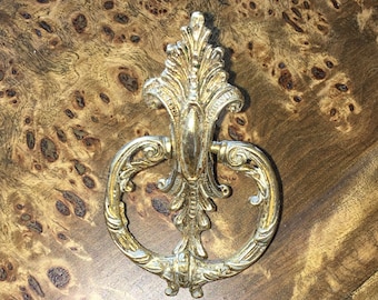 Art Nouveau Brass Intricate Ring Pull Knocker Drawer Handle