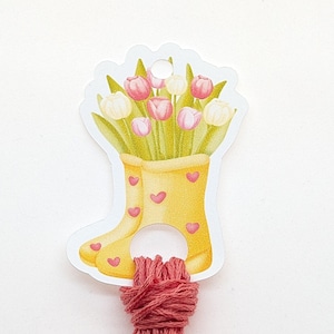 cartes pour fil dentaire, gouttes de fil | Paquet de 12 ou 24 | Bottes de pluie tulipe