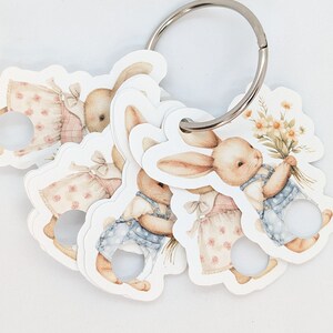cartes pour fil dentaire, gouttes de fil | Paquet de 12 ou 24 | Lapins de Pâques aquarelle avec fleurs, cadeau fête des mères, point de croix pour maman, cadeau pour elle