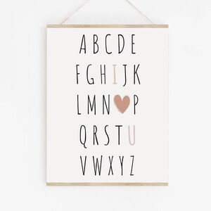 Alphabet Print, ABC Nursery Art, Minimalist Nursery Art, Baby Girl Nursery Decor, I Love You Nursery Wall Art, Blush Pink Nursery Printable