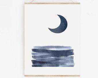 Navy Nursery Print, Nursery Print Moon, Nursery Printable Boy, Minimalist Nursery Print, Nursery Prints Boy Digital, Nursery Wall Art Boy