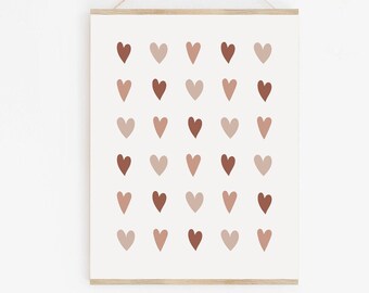 Hearts Print, Modern Nursery Art, Minimalist Nursery Art, Baby Girl Nursery Decor, Boho Nursery Art, Downloadable Prints, Neutral Blush Pink