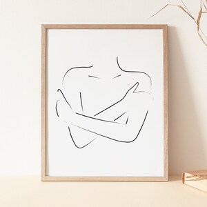 Line Art Frau Body Print, Minimal Linie Kunst Frau, Linie Zeichnung Weibliches Poster, Minimalistisch Moderne Kunst Druck, Frau Körper Hände Skizze Kunstwerk