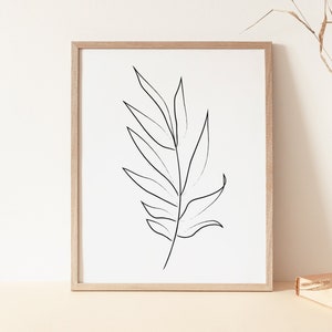 Impresión de hoja minimalista, Impresión de arte de línea botánica, Arte de pared imprimible, Impresión de línea mínima, Arte botánico minimalista, Arte de línea simple, Moderno