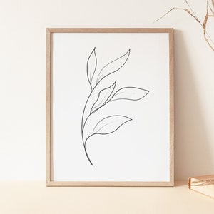 Impresión de hoja minimalista, Impresión de arte de línea botánica, Arte de pared imprimible, Impresión de línea mínima, Arte botánico minimalista, Arte de línea simple, Moderno