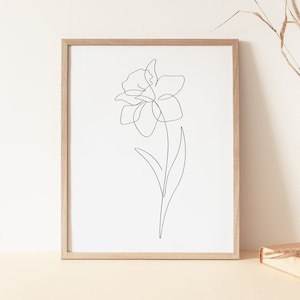 Eine Linie Narzissen, Narzissen Druck, Blumen Line Art, Minimalistischer Kunstdruck, druckbare Wandkunst, fortlaufende Linienzeichnung, herunterladbar
