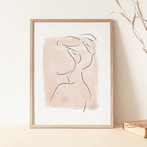 Line Art Frau Druck, Minimal Frau Linie, weibliches Poster, minimalistischer Kunstdruck, Frau Linie Zeichnung, Abstrakte Linie Kunst, Rosa Wanddrucke
