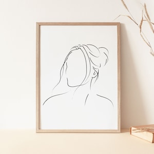 Line Art Frau, Frau Skizze, Weibliches Poster, Frau Linie Zeichnung, Abstrakte Frau Kunst, Moderne Kunst, Frau Outline, Minimalistisch Digital Art Print